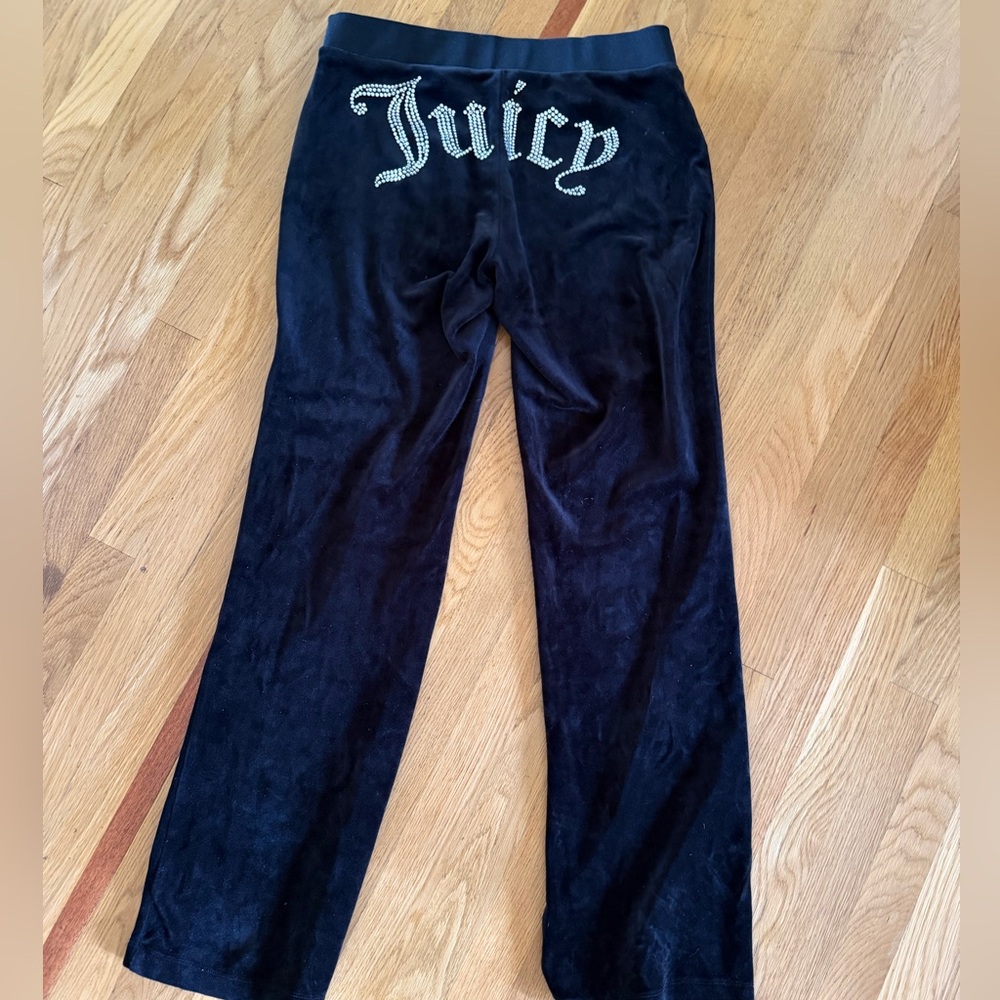 Juicy Couture Black Velour Rhinestone Logo Pants